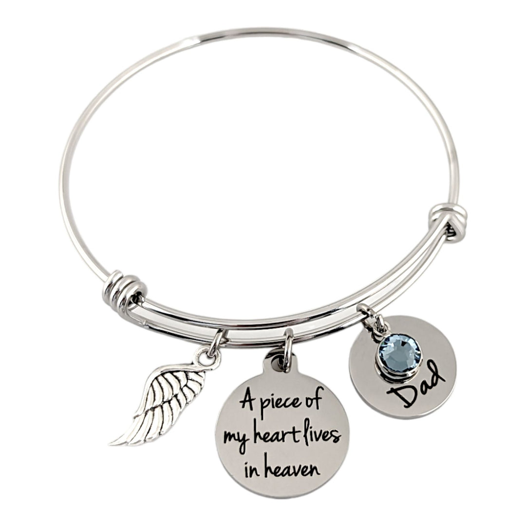 Piece of my Heart lives in Heaven Memorial Bangle Bracelet