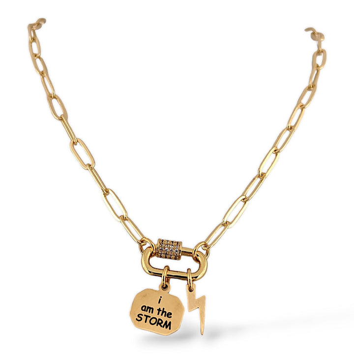 I am the Storm Lightening Bolt Necklace on Paperclip Chain