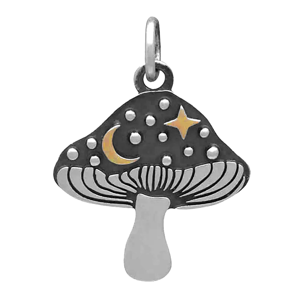 Sterling Silver Celestial Mushroom Charm