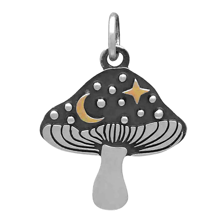 Sterling Silver Celestial Mushroom Charm