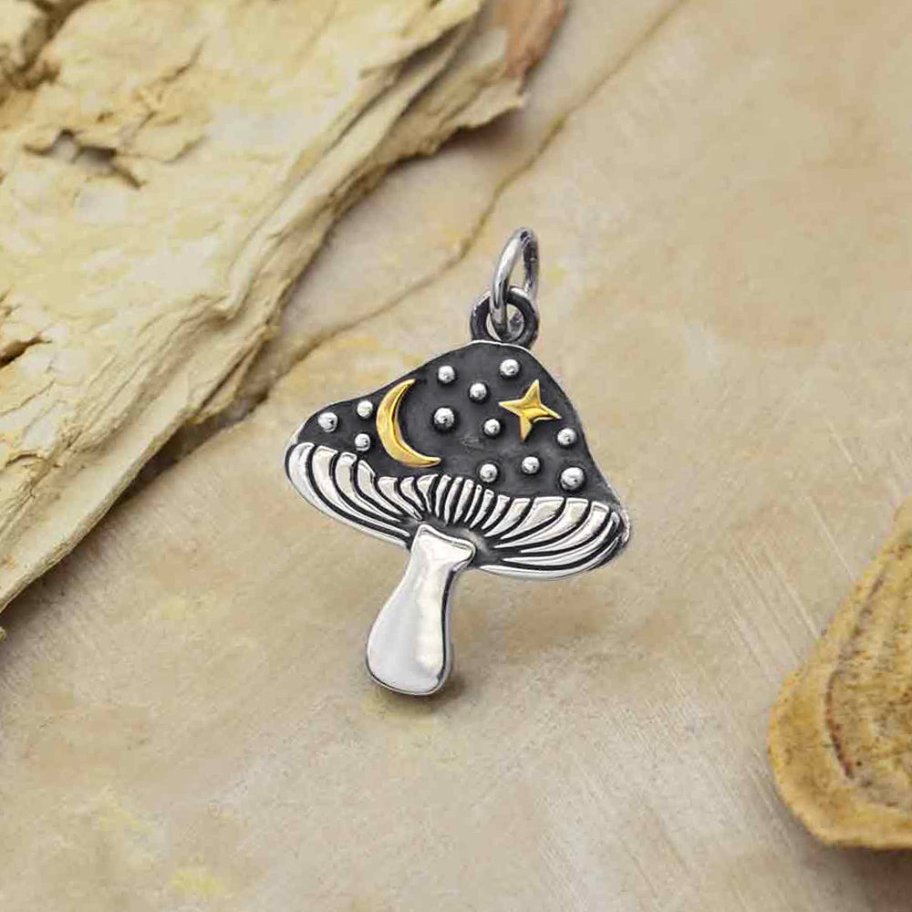 Sterling Silver Celestial Mushroom Charm