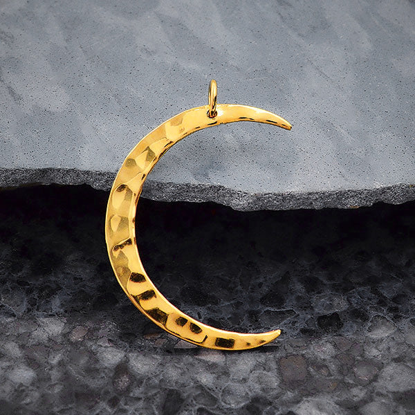 Hammered Crescent Moon Charm