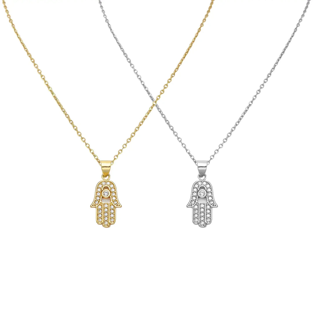 Hamsa Hand Evil Eye Charm Necklace