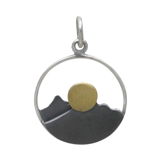 Silver & Bronze Mountain Charm