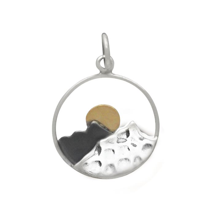 Silver & Bronze Mountain Charm