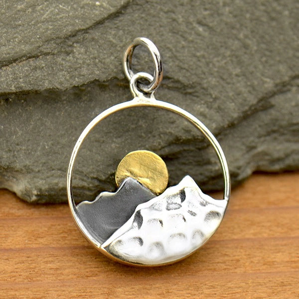 Silver & Bronze Mountain Charm