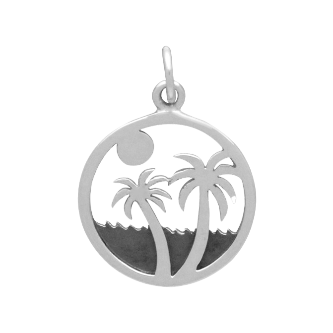 Sterling Silver Palm Trees Charm