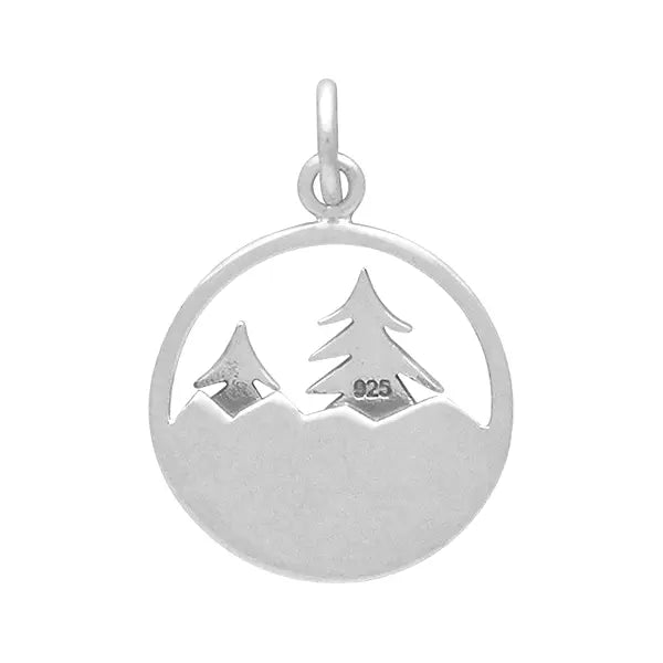 Sterling Silver Pine Trees Mountain Charm