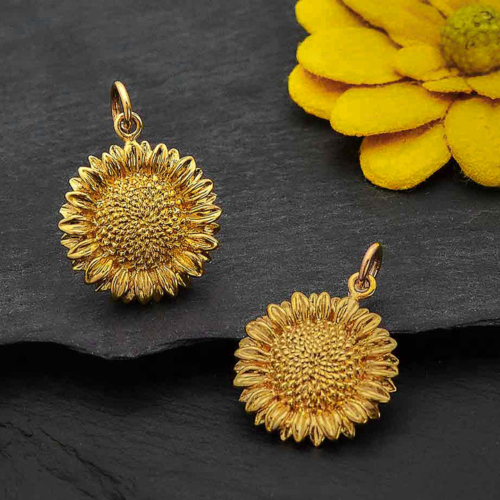 Sterling Silver Sunflower Charm