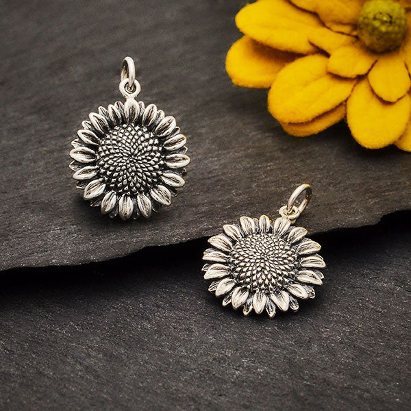 Sterling Silver Sunflower Charm