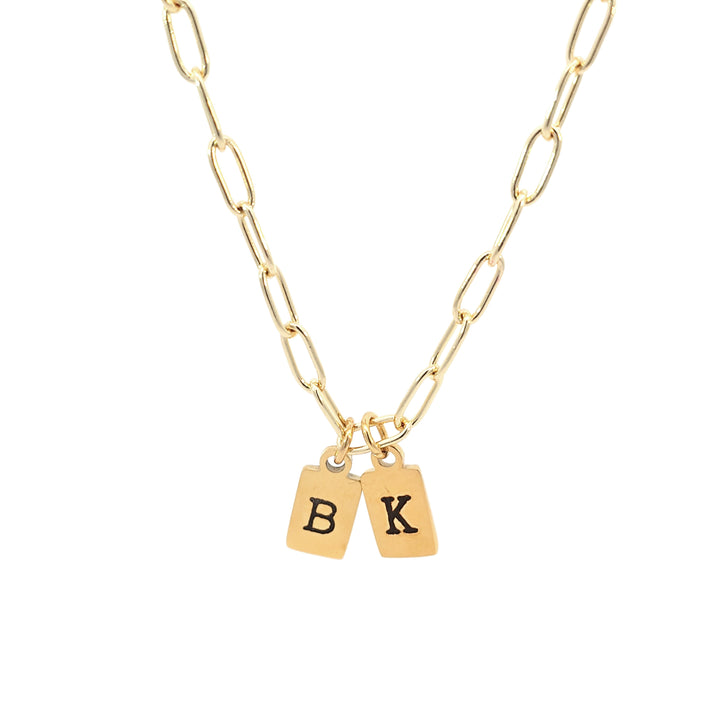 Paperclip Dainty Initial Tag Necklace