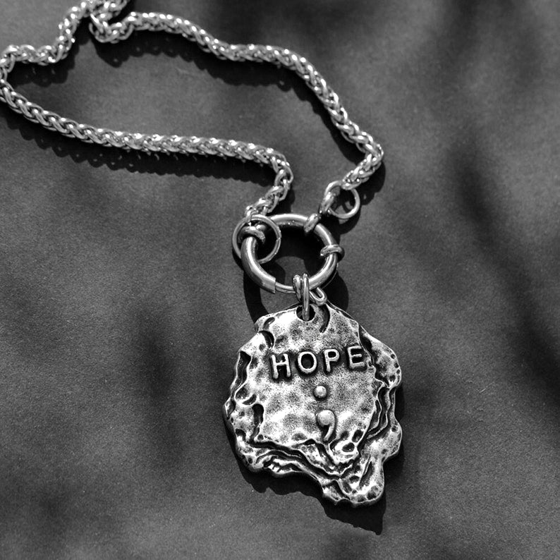 Hope with Semi Colon ; Necklace