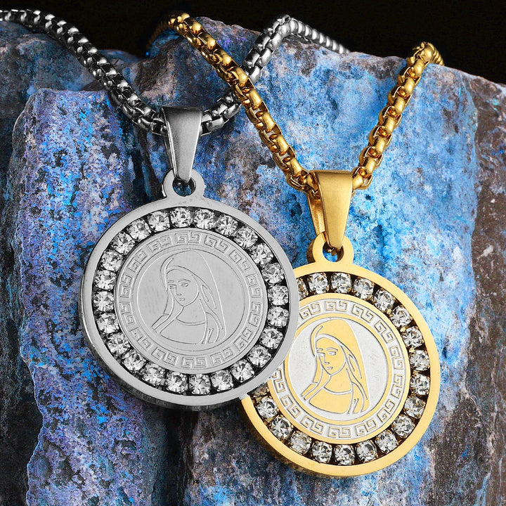 Madonna Necklace (Virgin Mary Pendant with CZ)