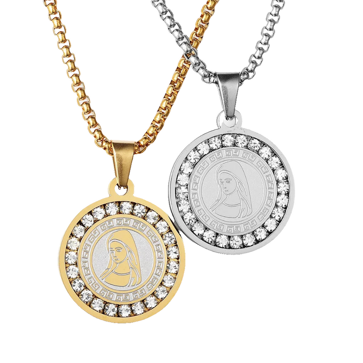 Madonna Necklace (Virgin Mary Pendant with CZ)