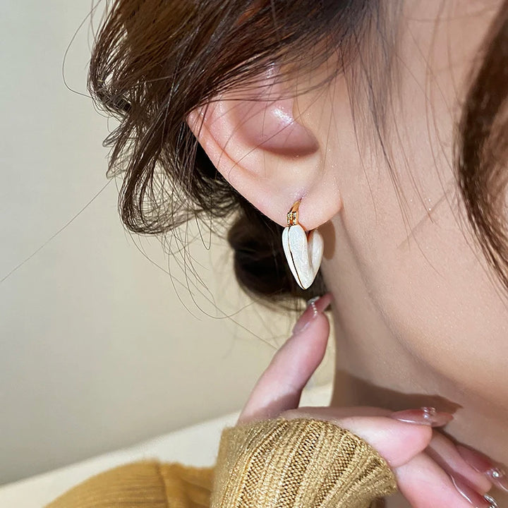 Camila Earrings (White Enamel Heart)