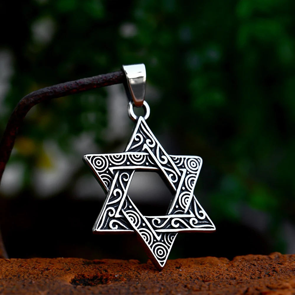 Embellished Star of David Emblem Necklace