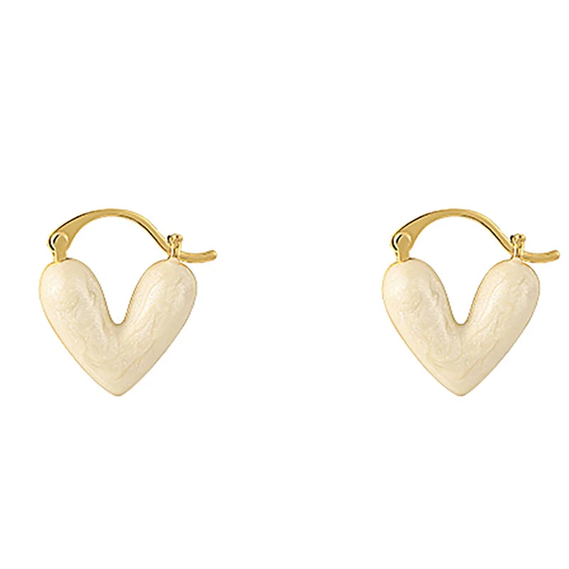 Camila Earrings (White Enamel Heart)