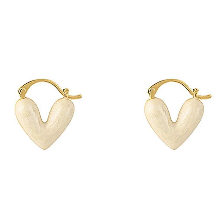 Camila Earrings (White Enamel Heart)