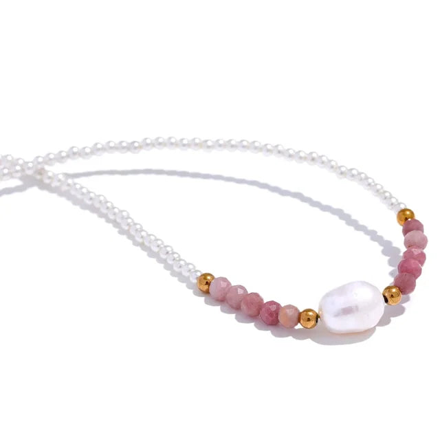 Estelle Gemstone Pearl Necklace