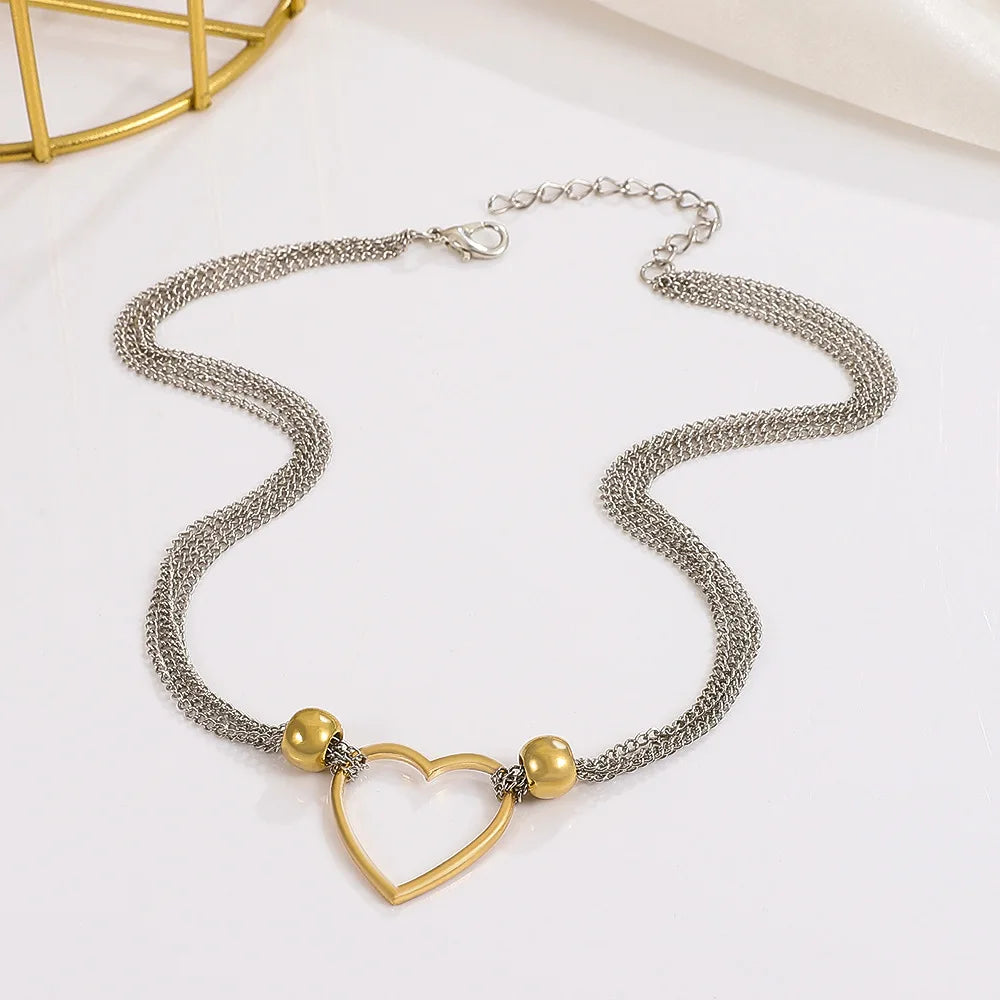 Maya Heart Necklace (Multi-layer chain)