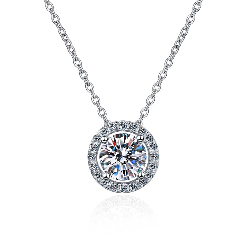 Moissanite Halo Necklace