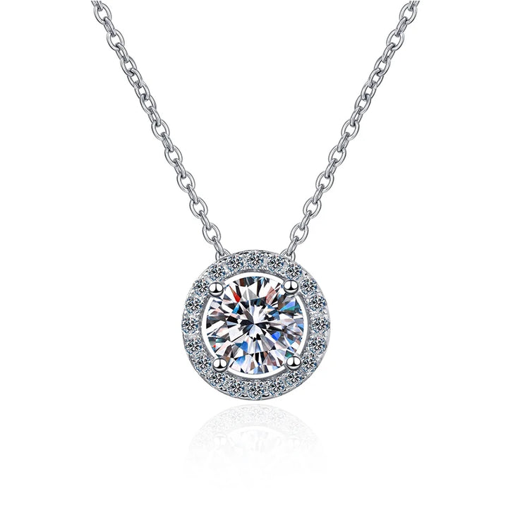 Moissanite Halo Necklace