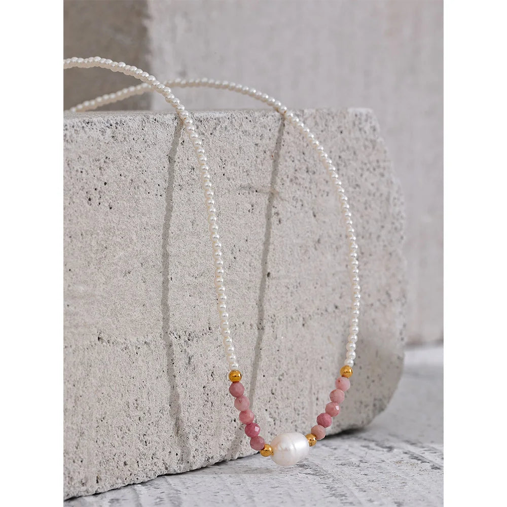 Estelle Gemstone Pearl Necklace