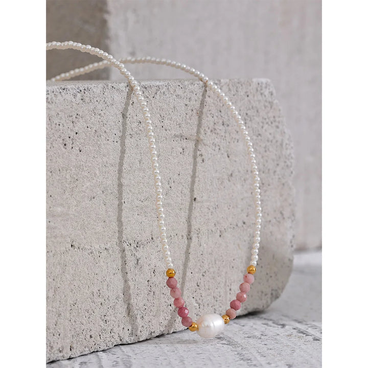 Estelle Gemstone Pearl Necklace