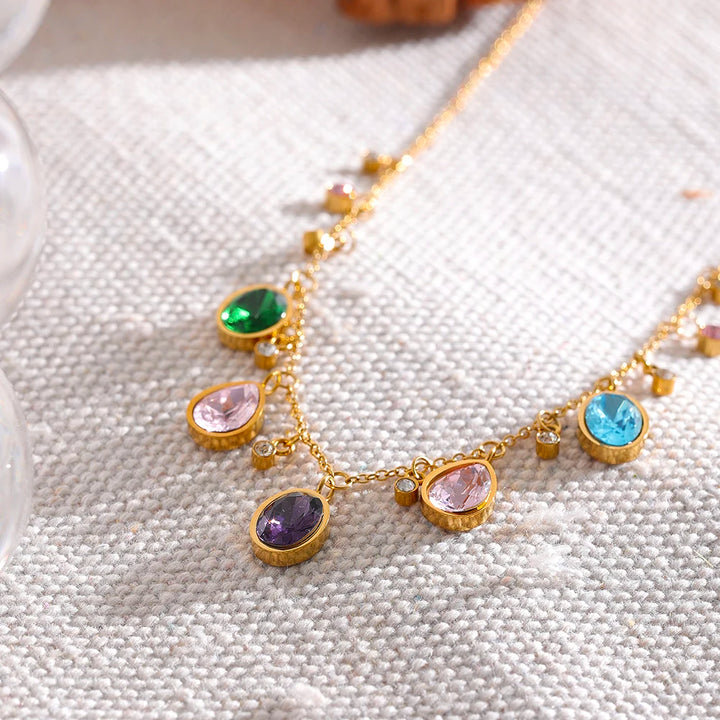 Layla Necklace (Colorful Cubic Zirconia Charms)