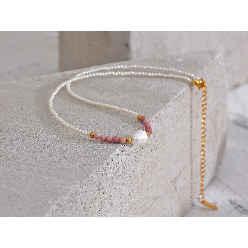 Estelle Gemstone Pearl Necklace