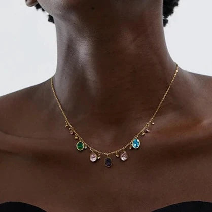 Layla Necklace (Colorful Cubic Zirconia Charms)