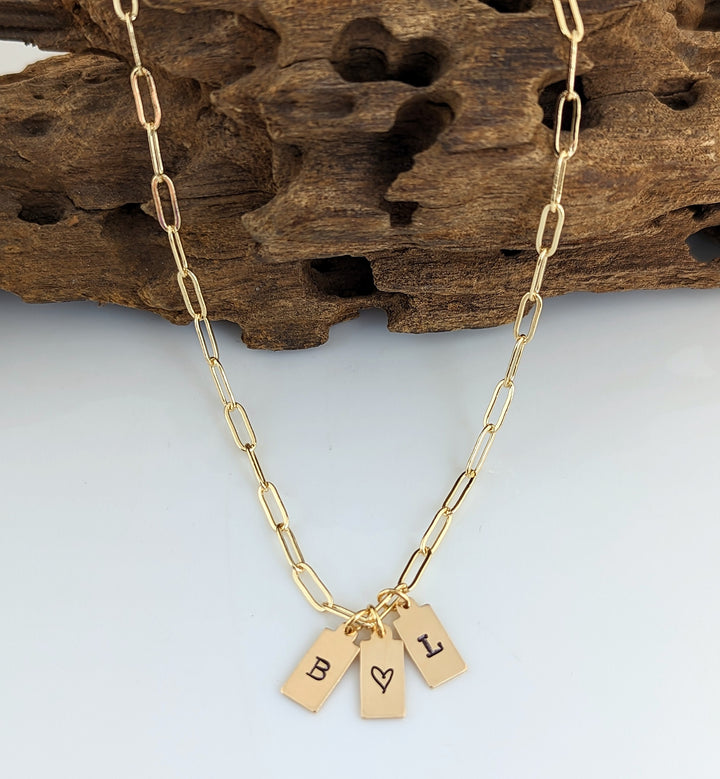 Paperclip Dainty Initial Tag Necklace