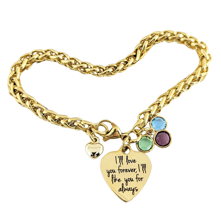 Mom - I'll Love you Forever Birthstone Bracelet