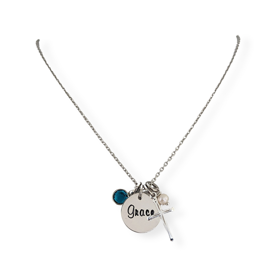 Personalized Cross Necklace for Communion