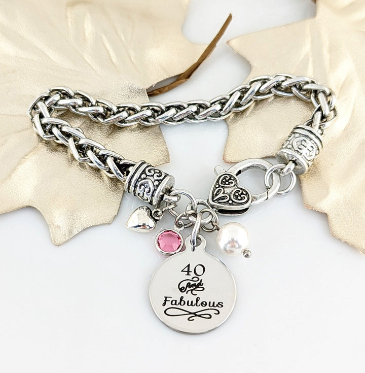 70th Birthday Bracelet for Women - Antique Silver Bracelet.