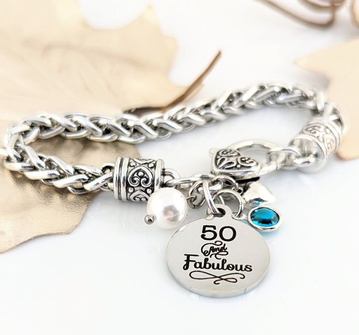 70th Birthday Bracelet for Women - Antique Silver Bracelet.