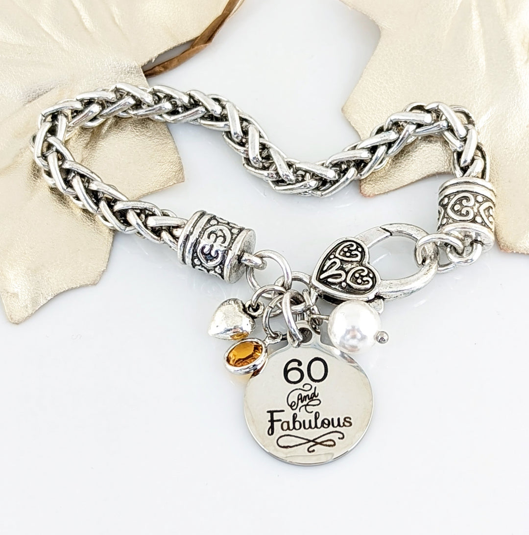 70th Birthday Bracelet for Women - Antique Silver Bracelet.