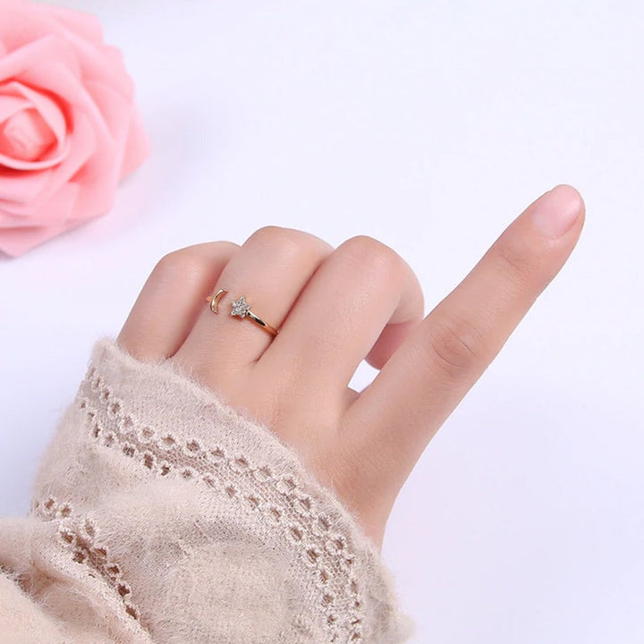 Moon and Star Ring
