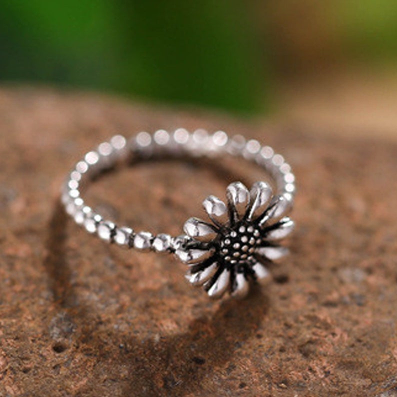 Sterling Silver Sunflower Ring