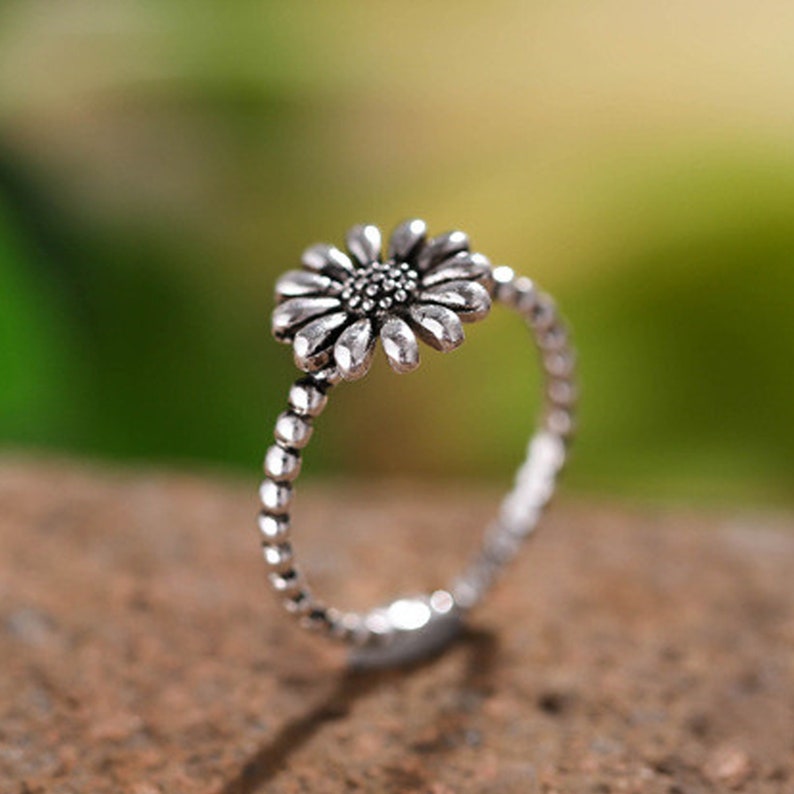 Sterling Silver Sunflower Ring