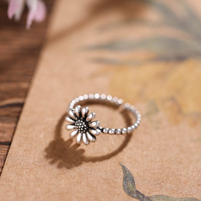 Sterling Silver Sunflower Ring