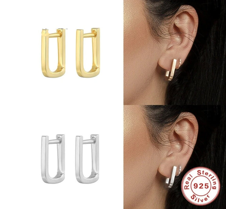 Harper Huggies Rectangle Earrings