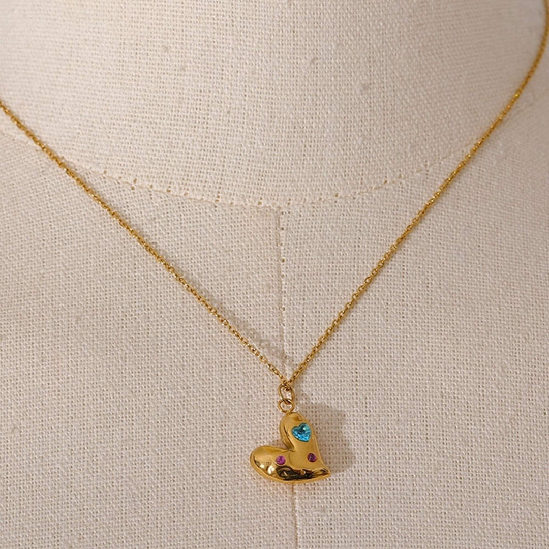 Abigail Heart Necklace with CZ Accents