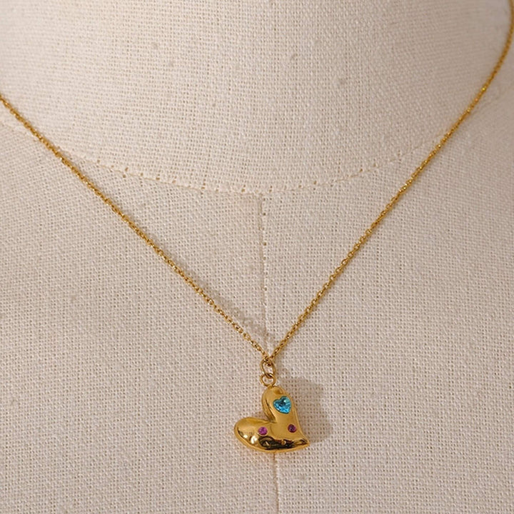Abigail Heart Necklace with CZ Accents