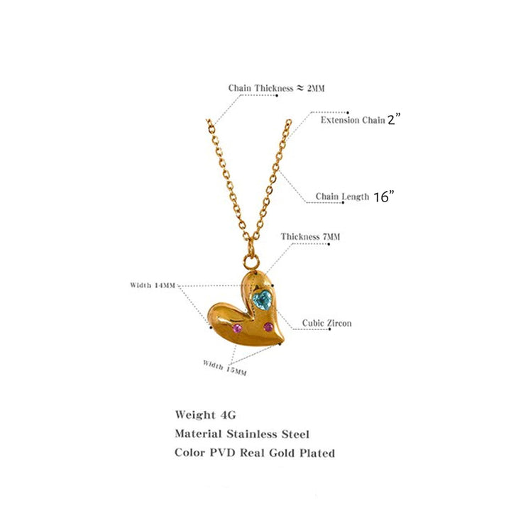 Abigail Heart Necklace with CZ Accents