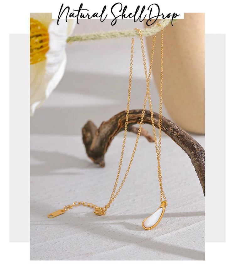 The Nina Natural Shell Tear Drop Necklace