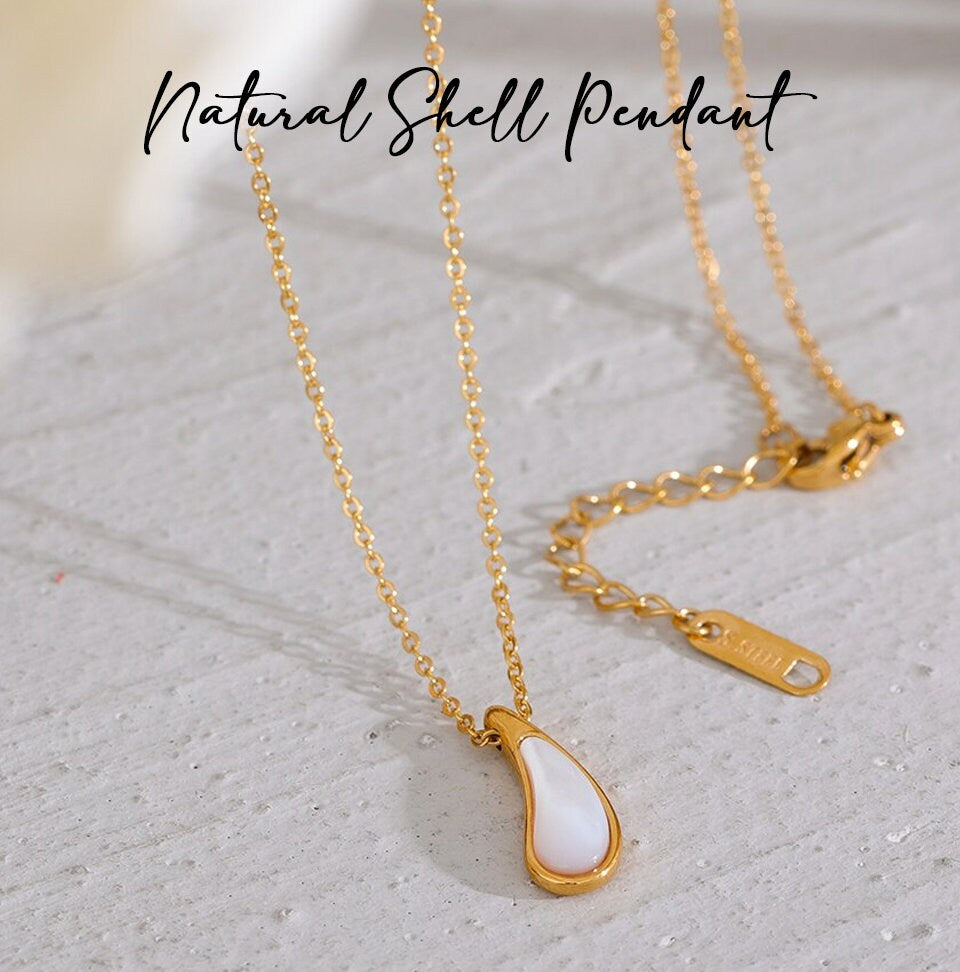 The Nina Natural Shell Tear Drop Necklace