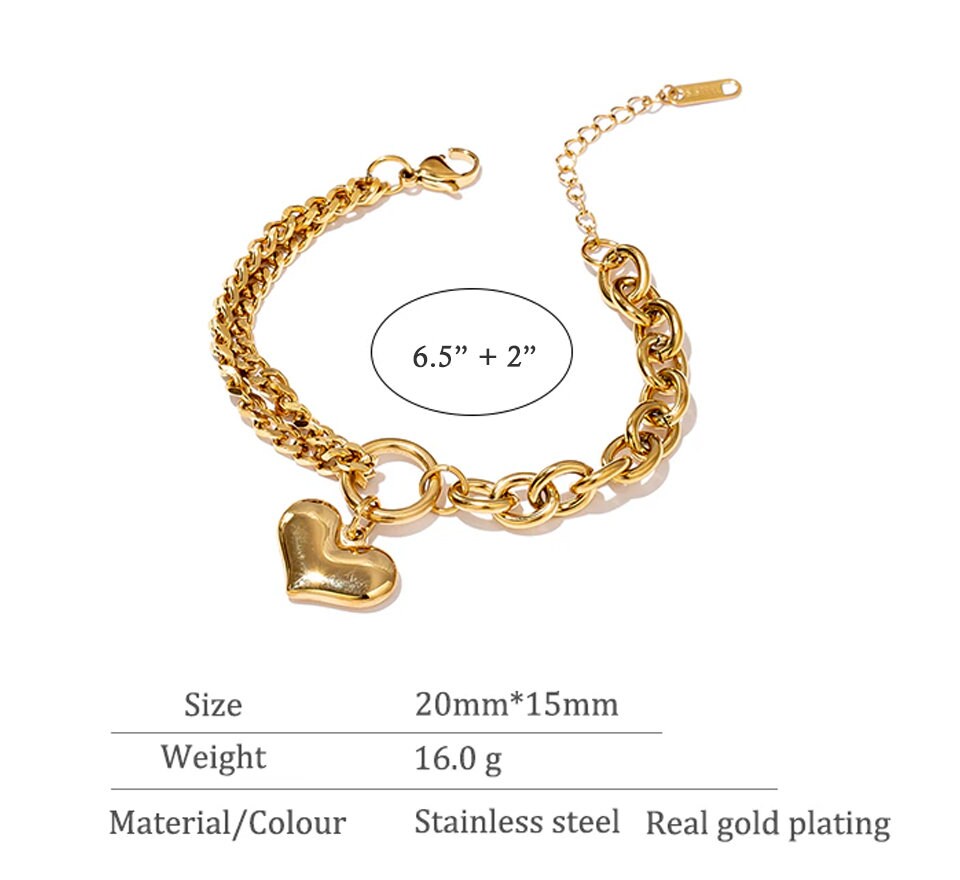 Viena Chunky Heart Bracelet