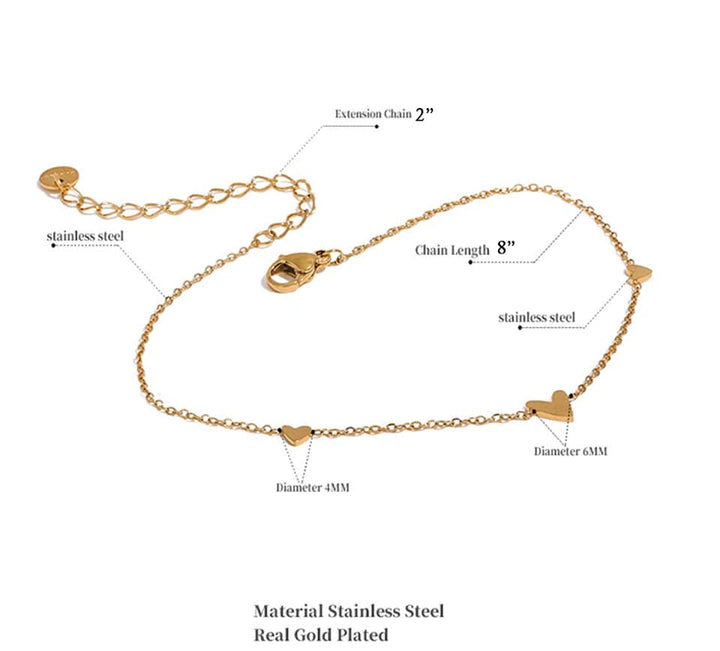 Dori Love "3 Hearts" Anklet