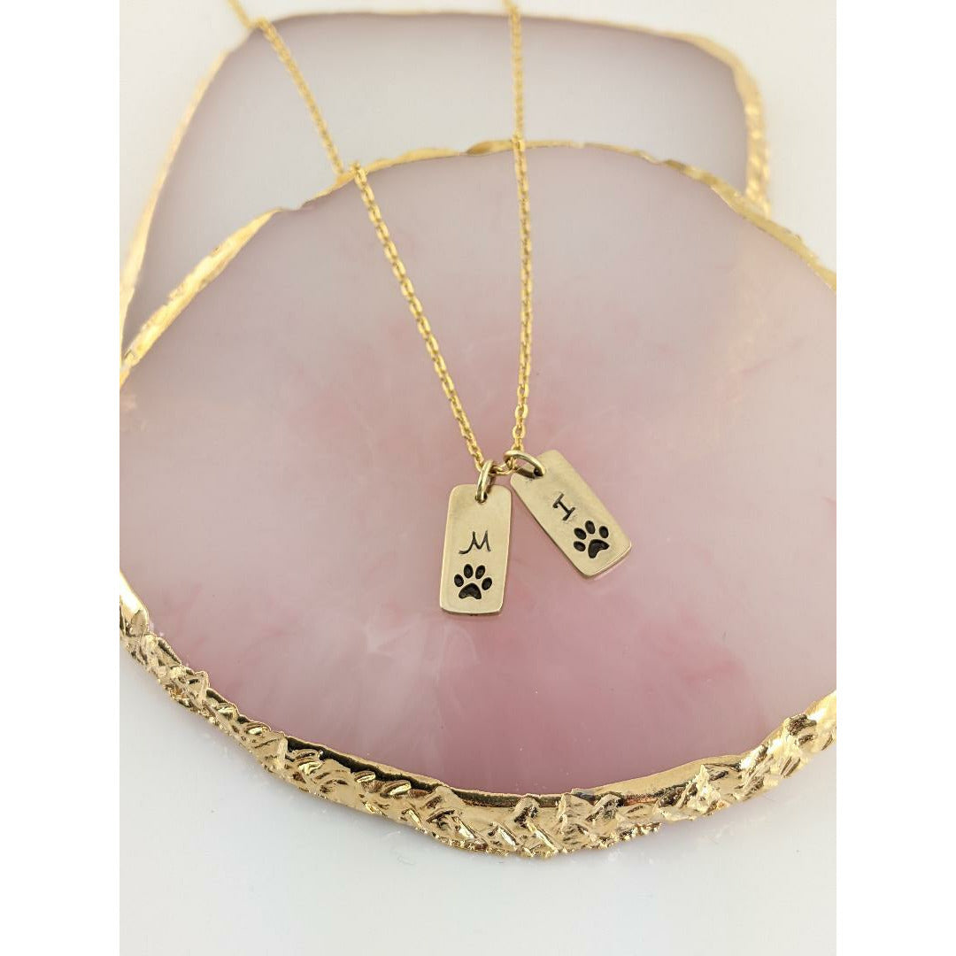 Personalized Mini Tag Dog Mom Necklace.